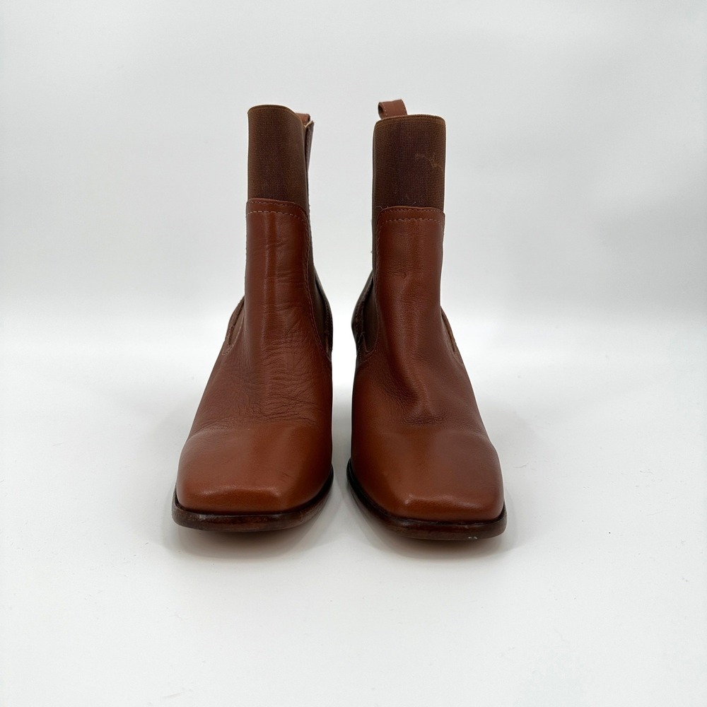 Portland Leather Goods Patina Vero Brown Leather Chelsea Square Ankle Boots 8.5 - Picture 4 of 9